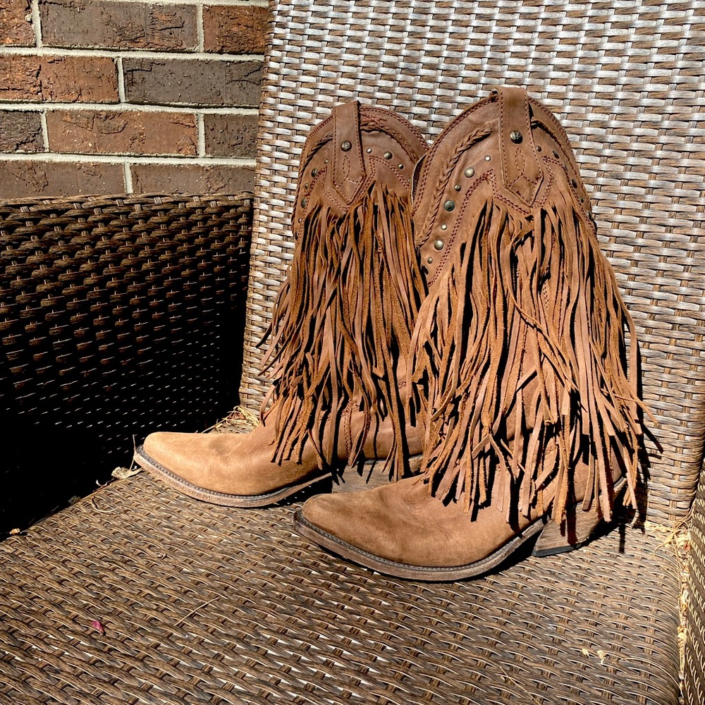 Liberty Black Fringe Boots size 7